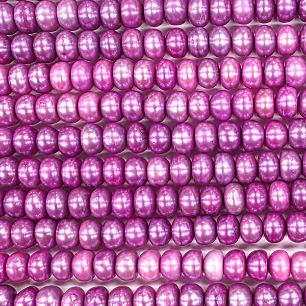 FRESHWATER PEARL RONDELLE 8-9MM FUCHSIA